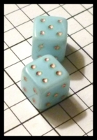 Dice : Dice - 6D - Pale Blue Glass with Silver Pips - JA Trade at GenCon Aug2012